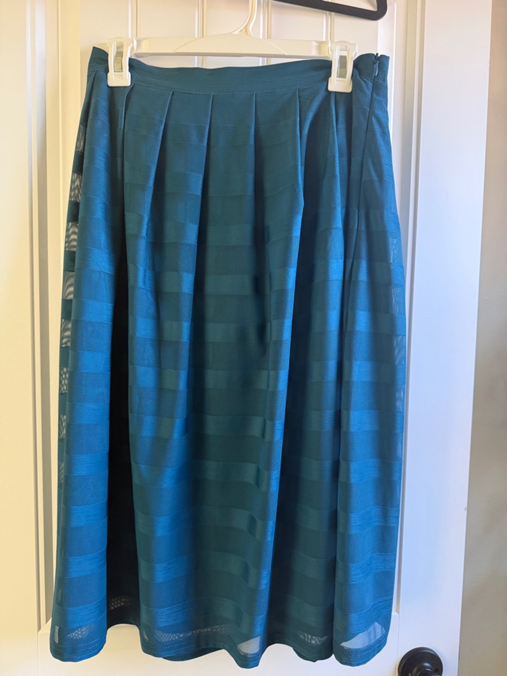 Unbranded Teal A-Line Pleated Midi Skirt